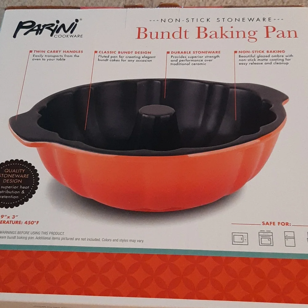 Parini Non-Stick NIB Parini Ombre Orange Bundt Baking Pan